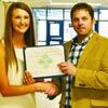 From left, Whitney Price accepts a certificate of recognition from Kevin Wingfield, Ag Lending Officer, AgHeritage Farm Credit Services, Stuttgart office.Customer Scholarship Program; University Scholarship Program; Ken Shea Memorial Scholarship