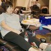 Susie Thomas gives blood