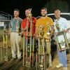 Derby winners (left to right): 2nd Place, Collin McFerrin; 1st Place, Ricky Rone; Mad Dog/Best Driver, Marcus Todd; 3rd Place, Bart LaCotts