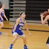 1L Karlie Rieves travels down the court as pony guard