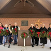 In the photo are participants with the veteran wreaths.  From left are Grand Prairie DAR member Raeann Braithewaite, Mrs. Nancy Dwiggins, Nancy Dwiggins House, and GPDAR members Glennda Fread, Claudia Ahrens, Allison Holland, Karen Carnahan, and Lynee Siems.  